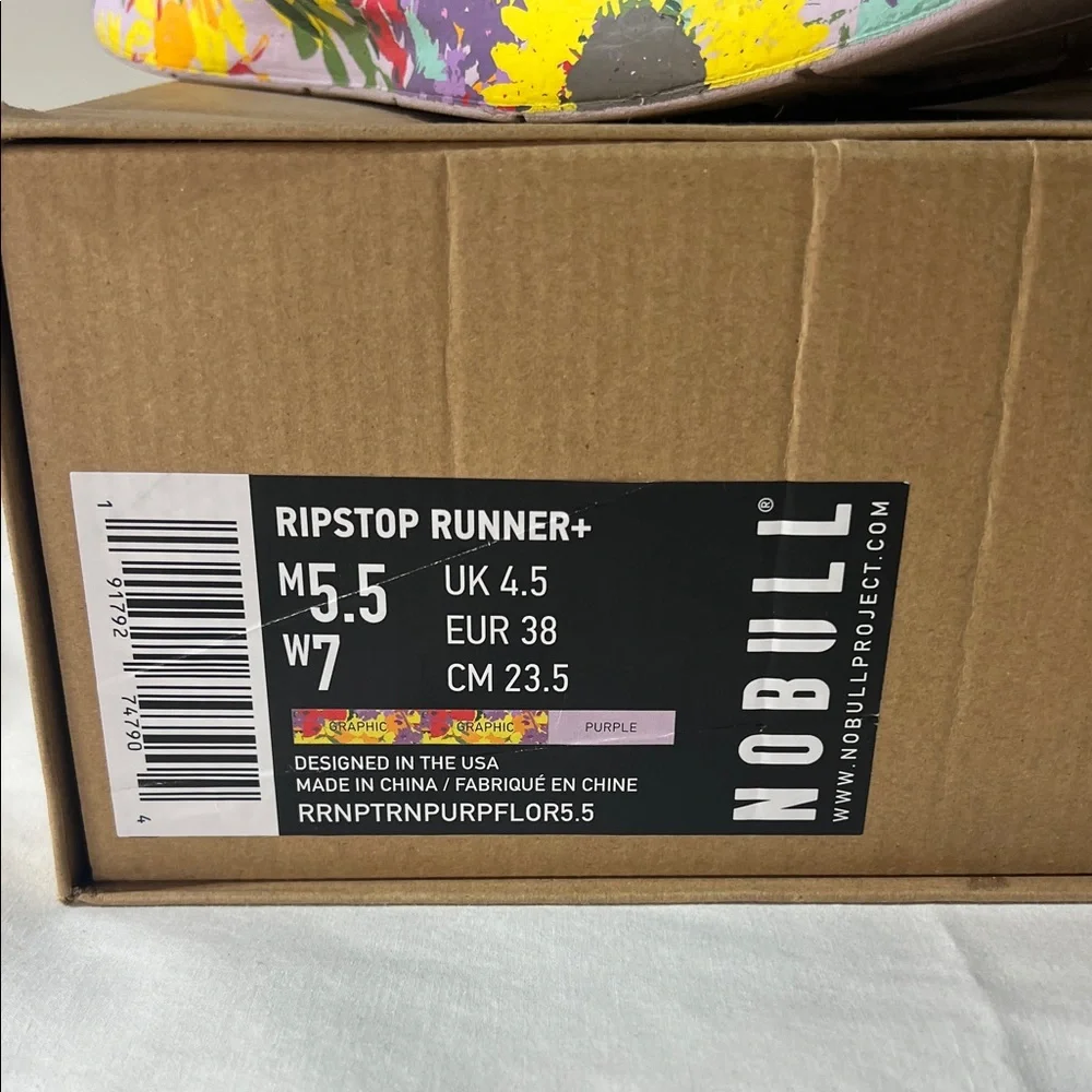 NOBULL WOMENS Floral Sneakers - Purple and Yellow size 7. - Picture 2 of 8
